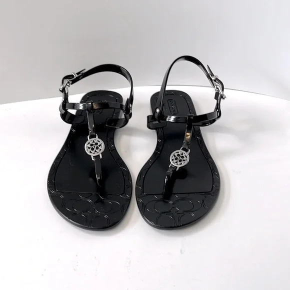 Coach 'Pansy' Logo T-strap Jelly Sandal, 7B - Picture 3 of 5